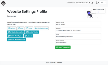 Pengaturan Website (admin)